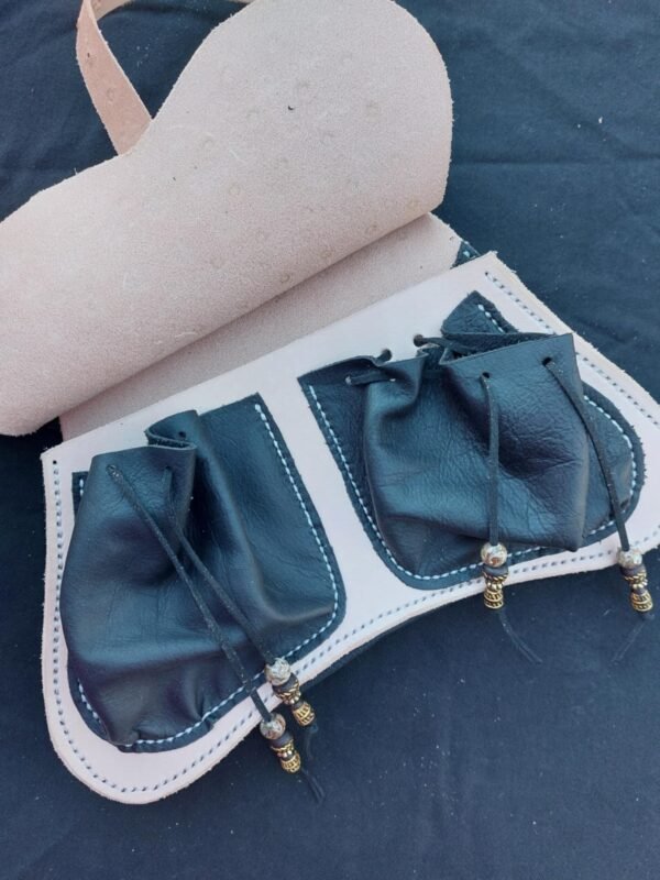 14th-15th Century Girdle Purse Black/Natural - Image 4