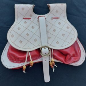 14th-15th Century Girdle Purse Red/Natural Leather