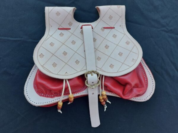 14th-15th Century Girdle Purse Red/Natural Leather