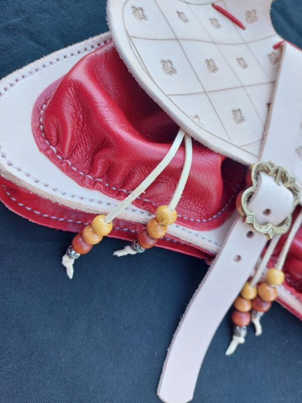 14th-15th Century Girdle Purse Red/Natural Leather - Image 3