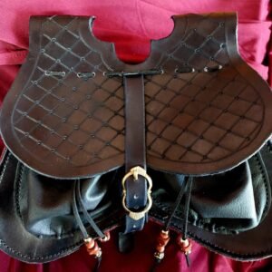 14th-15th Century Nobles Purse with decorative toolwork/Black