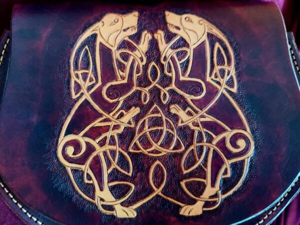 7th-10th Century Norse Bag with Tooled Knot-work Dogs - Image 4