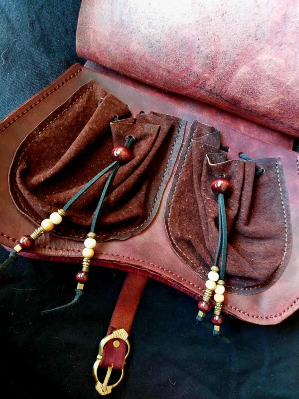 14th-15th Century Girdle Purse "Vinework" Mahogany - Image 2