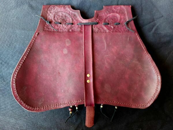 14th-15th Century Girdle Purse "Vinework" Mahogany - Image 3